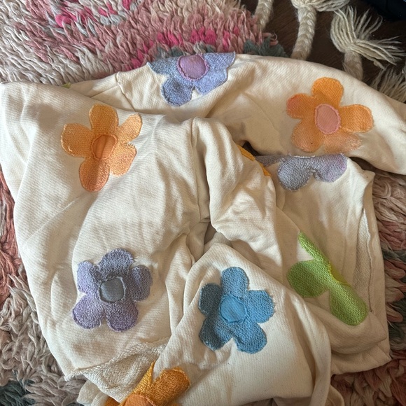 Colorful Flower Print Cropped Sweatshirt and Shorts Set - Picture 5 of 6